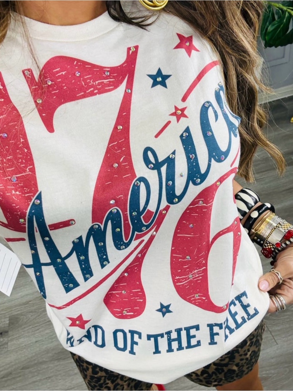1776 Land Of The Free Bling Tee. Size 2X BRAND NEW!!